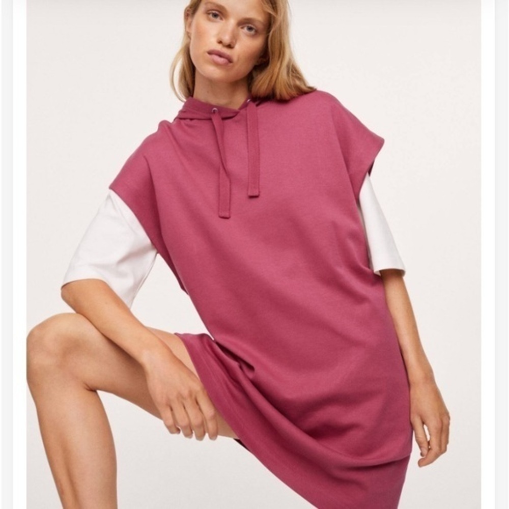 MANGO Pink Cotton Hoddie Dress  Size M Sports